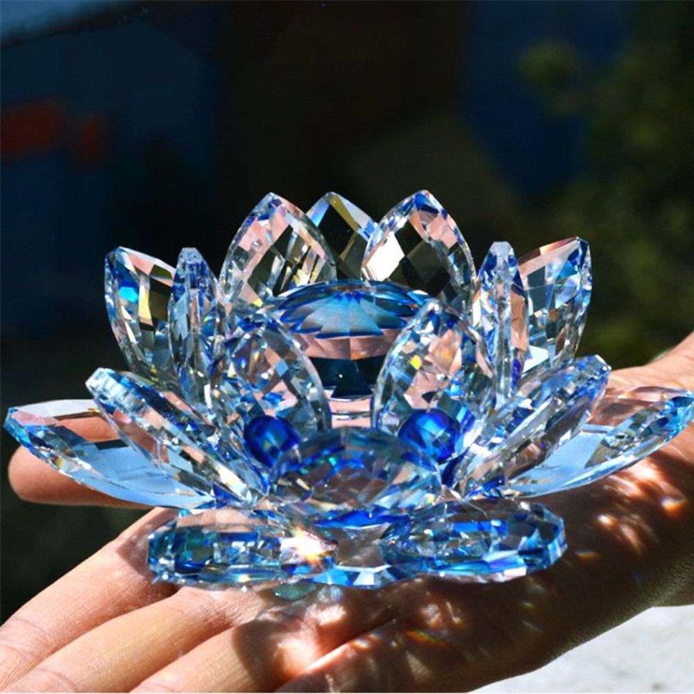 Paper Weight Crystal - Patung bunga Lotus kristal, dekorasi rumah
